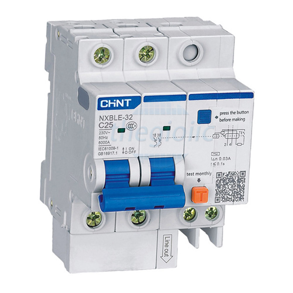 NXBLE 32 2P C25 RCBO Aptomat Chống Giật Quá Tải CHiNT 25A 6kA 30mA 230VAC