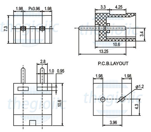 Terminal Block 2Pin 3.96 Chân Cong