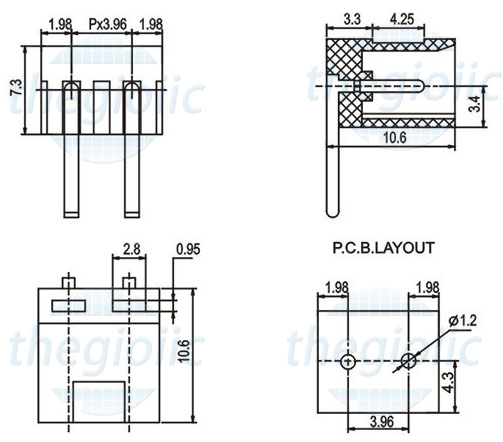 Terminal Block 2Pin 3.96 Chân Cong