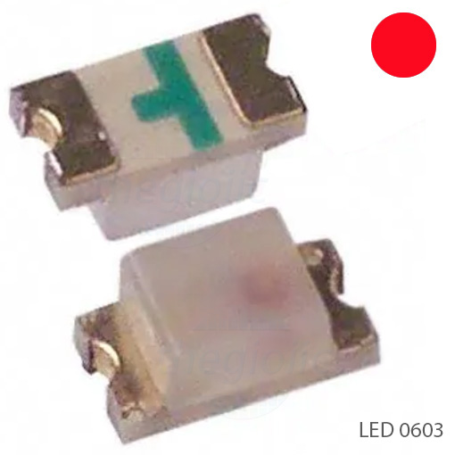 LED Đỏ 0603 Dán SMD Trong Suốt Size 1.6x0.8mm, điện áp 1.8-2.6VDC