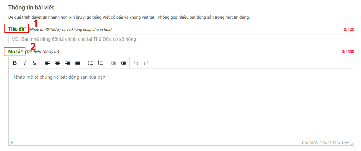 Tiêu đề và mô tả bài viết