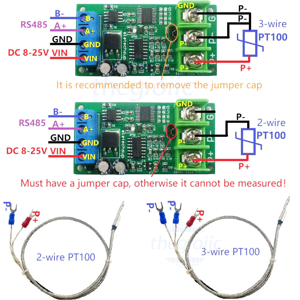 PTA9B01 Mạch Cảm Biến Nhiệt Độ PT100 RS485 Modbus RTU, -20 ~ 400℃ Nguồn ...