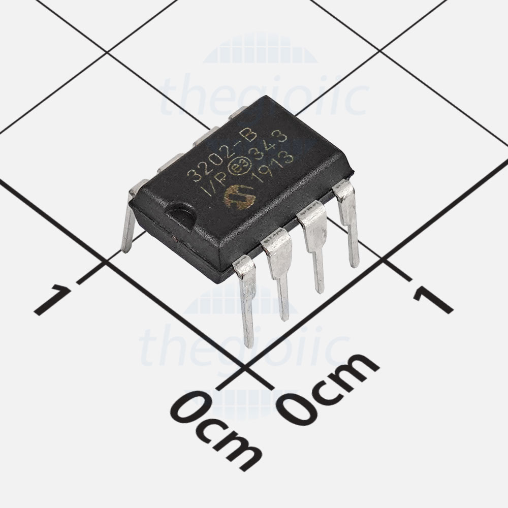 MCP3202-BI/P IC ADC 12 Bit 2 Channel, 100ksps 8-DIP Giao Tiếp: SPI