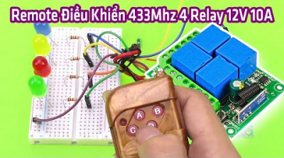 Remote Điều Khiển 433Mhz 4 Relay 12V 10A