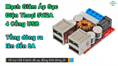 Mạch Giảm Áp Sạc Điện Thoại 5V2A 4 Cổng USB