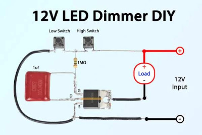 DIY Bộ Điều Chỉnh Độ Sáng LED 12V với MOSFET IRFZ44N và Tụ Điện AC 1uF